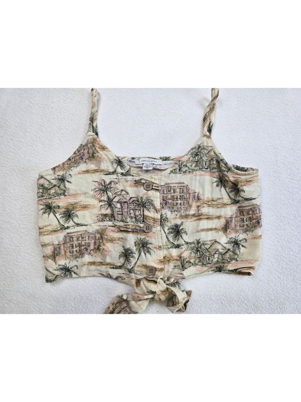 American Eagle Womens Small Tropical Print Crop Top Spaghetti Straps